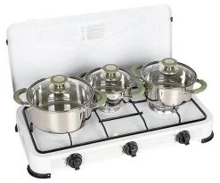 Bo-Camp Sets De Cuisson Elan 1 Plus En 3 Parties Acier Inoxydable Silver -Cmping En Plein Air bo camp pannenset elan 1 plus 3 dlg rvs 1