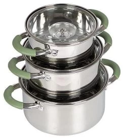 Bo-Camp Sets De Cuisson Elan 1 Plus En 3 Parties Acier Inoxydable Silver -Cmping En Plein Air bo camp pannenset elan 1 plus 3 dlg rvs 2