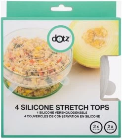 Dotz Silicone Vershouddeksels Set De 4 2x ø 11cm, 2x ø 14cm -Cmping En Plein Air dotz silicone vershouddeksels set van 4 2x 11cm 2x 14cm transparant 0 1