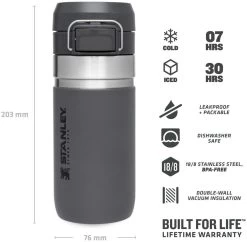 Stanley The Quick Flip Water Bottle 0,47 L -Cmping En Plein Air stanley the quick flip water bottle 0 47l charcoal 2 1